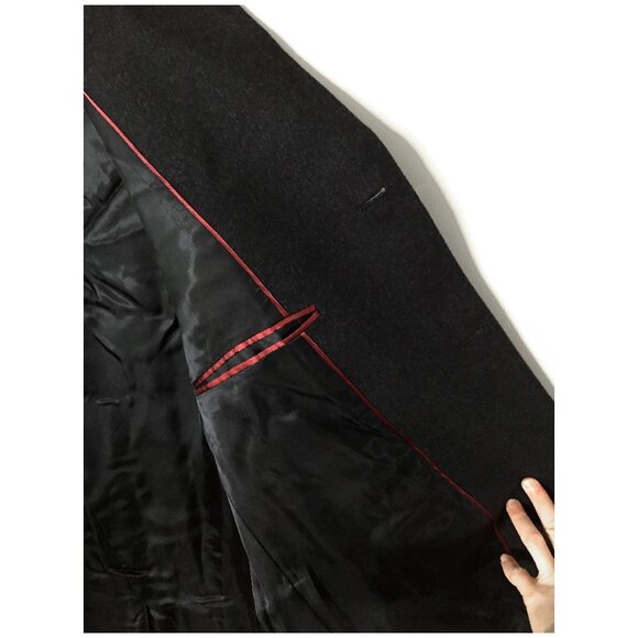 Men's Mario Serrani 90% Virgin Wool & 10% Cashmere Classic Black Coat - Picture 10 of 12